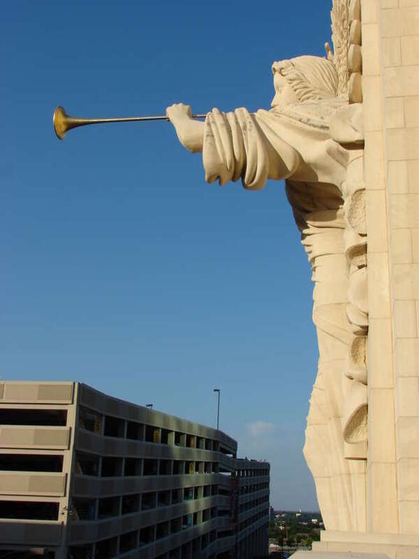 Building sculpture at Bass Performance Hall in Fort Worth, Texas.