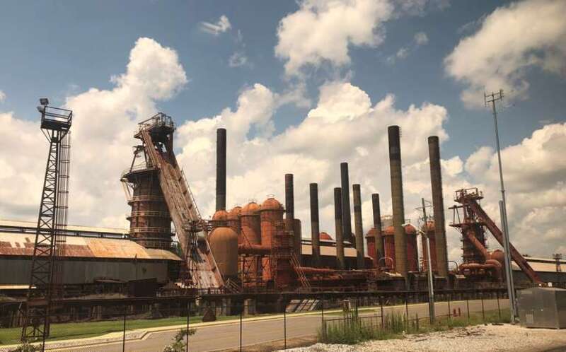 The Sloss Furnaces national historic landmark site in east-Central downtown Birmingham, Alabama. July, 2018.