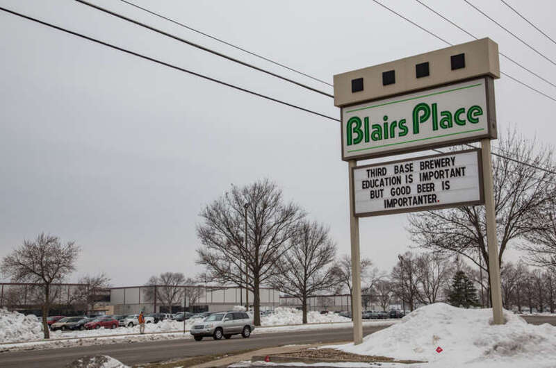 "Education is important but good beer is importanter."

Blairs Place and Third Base Brewery across from the Rockwell Collins campus in Cedar Rapids, Iowa.