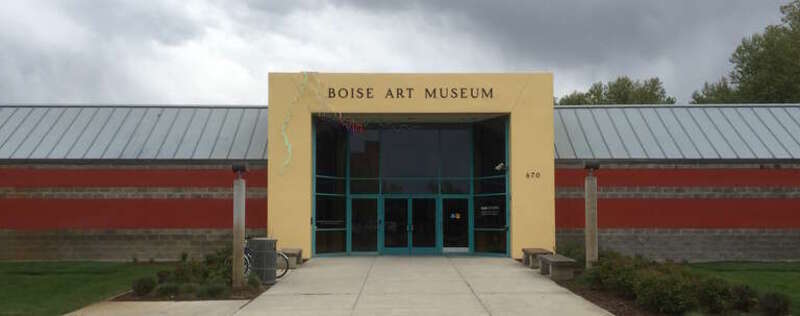View of the Boise art Museum sculpture garden and exterior of the sculpture court in April of 2016