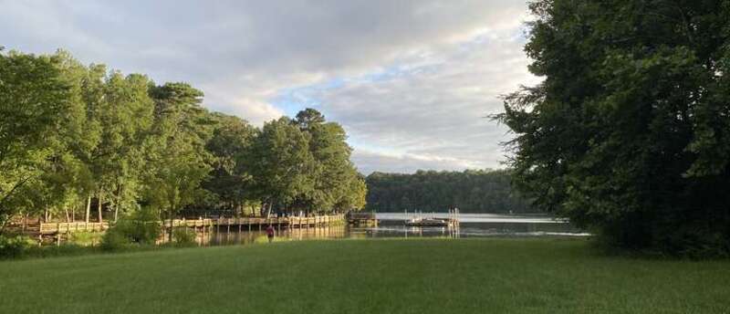 Fred G. Bond Park waterfront in Cary, North Carolina, USA