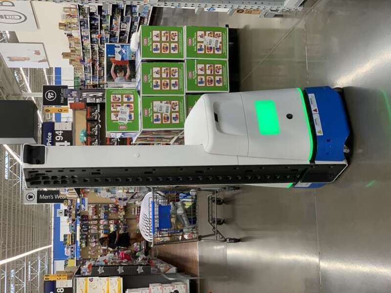 The back of a Bossa Nova Robotics inventory robot at a Walmart in Auburn, WA