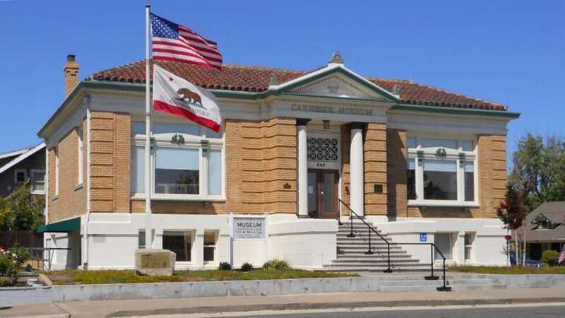 Carnegie Library, 557 Lincoln St. Roseville, CA. Photo captured Nikon CoolPix S570 at 12k resolution. This image was captured for the purpose of matching a black &amp; white photo take from the same camera position circa 1912, to be used as a "Then