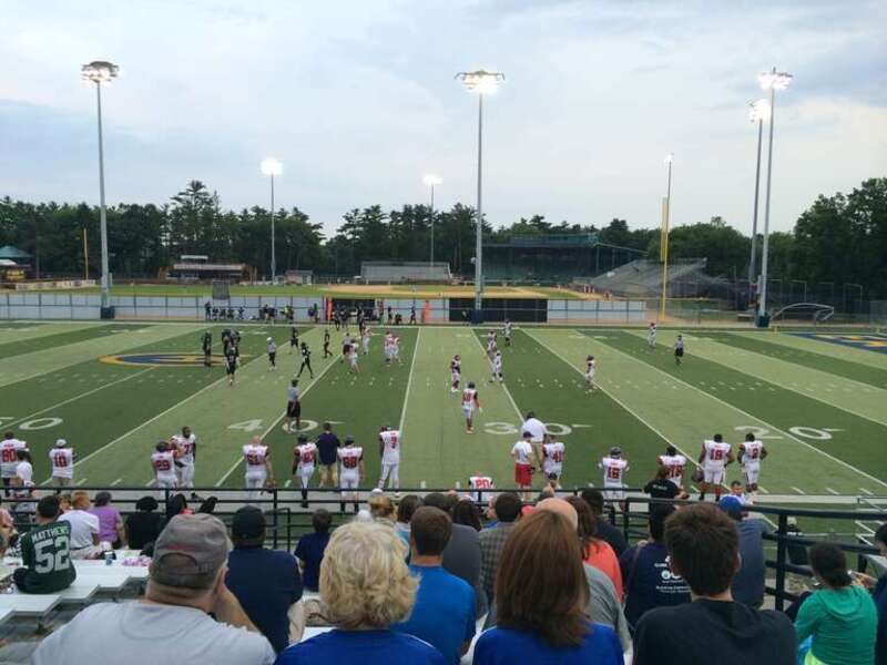 The football field at Carson Park during a game between the Chippewa Valley Predators and River City Rough Riders on July 19, 2014.
A game between the Eau Claire Cavaliers and Lombard Orioles is taking place simultaneously on the baseball field.