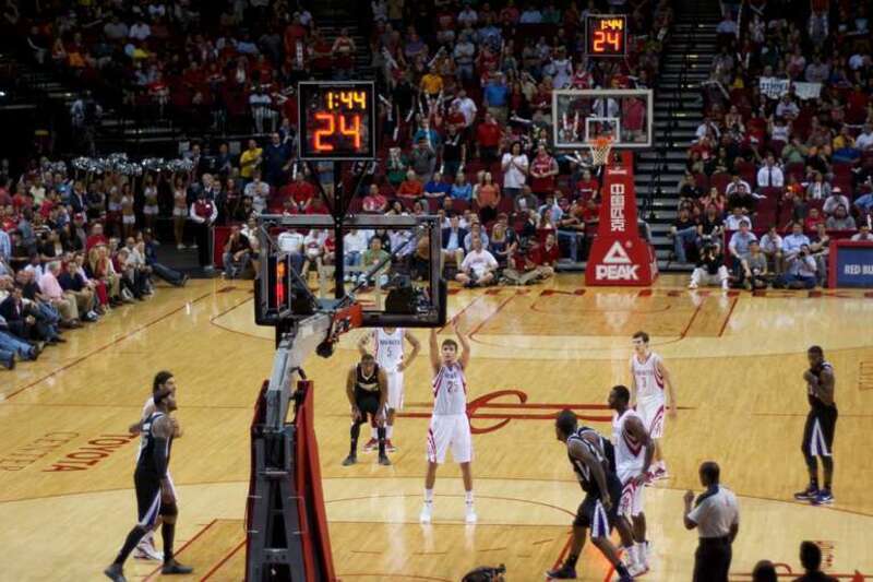 Chandler Parsons of the Houston Rockets attempts a free throw on March 26, 2012, in a game against the Sacramento Kings.