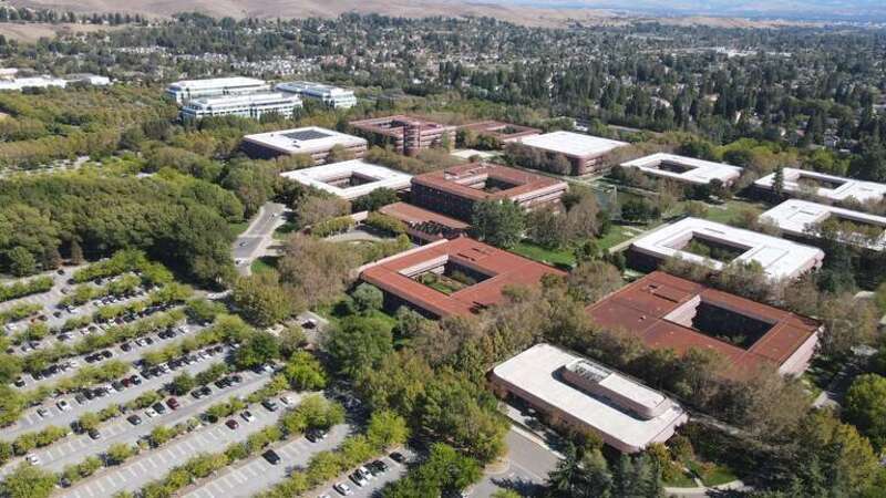 Chevron's recently-sold headquarters in San Ramon, as seen from a drone a day after the sale was confirmed.