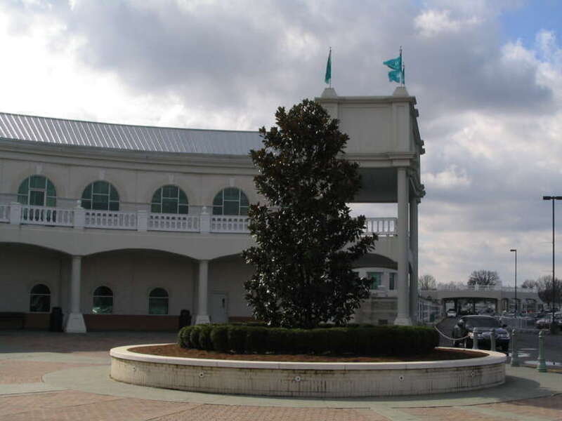 Churchill Downs, located on Central Avenue in south Louisville, Kentucky, United States, is a Thoroughbred racetrack most famous for hosting the Kentucky Derby annually. It officially opened in 1875, and held the first Kentucky Derby and the first