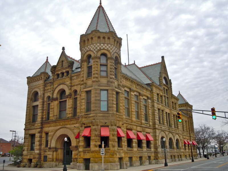 Former Fort Wayne City Hall, now History Center, on the NRHP since 	June 4, 1973. At 308 E. Berry St. near the Allen County Courthouse, Fort Wayne, Indiana.  Built 1892 according to old bronze plaque near door.