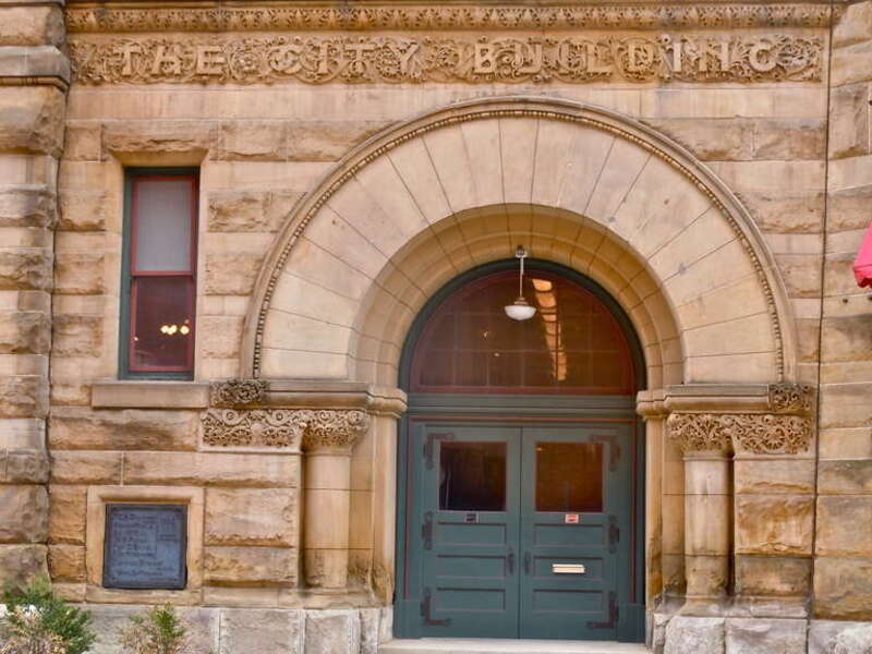 Former Fort Wayne City Hall, now History Center, on the NRHP since 	June 4, 1973. At 308 E. Berry St. near the Allen County Courthouse, Fort Wayne, Indiana.  Built 1892 according to old bronze plaque near door.