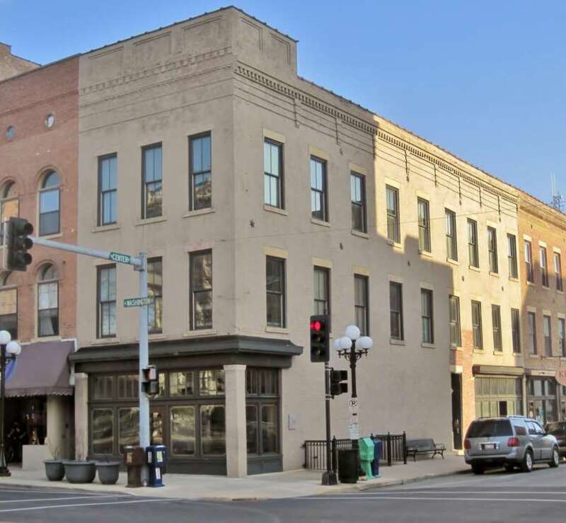 Dewenters Building in the Bloomington Central Business District (1856). It was built for Dr. Eli Crothers as offices for himself and other medical and legal professionals. Abraham Lincoln defended Crothers in the "Chicken Bone Case". On October 16,