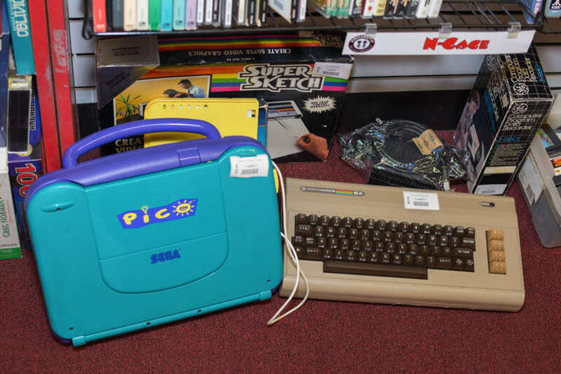 Monthly NAVA meeting at the Digital Press retro video game store in Clifton, NJ. Saturday, March 26, 2016. 

pictured: Sega Pico and Commodore 64