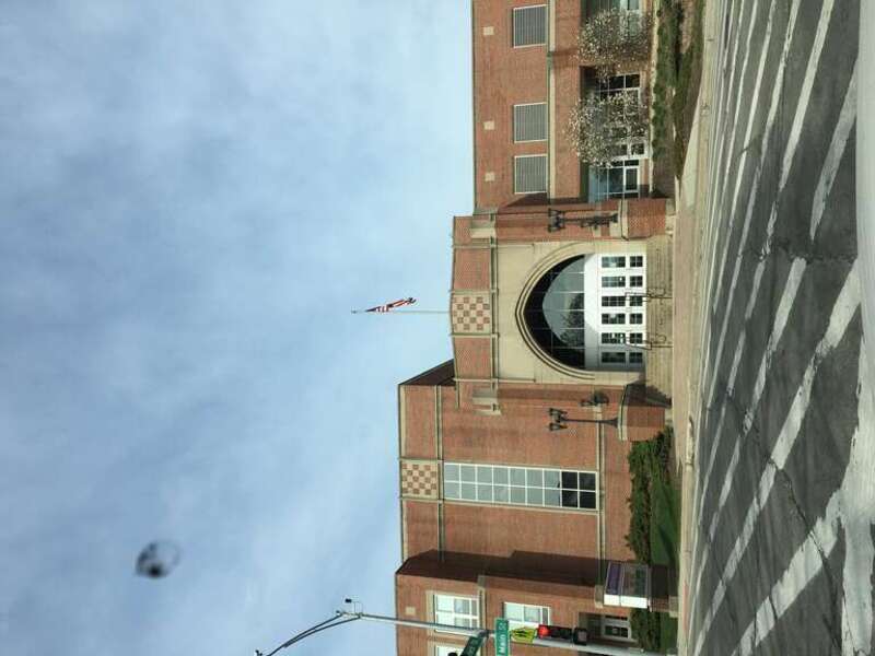 A front view of Downers Grove North high school.