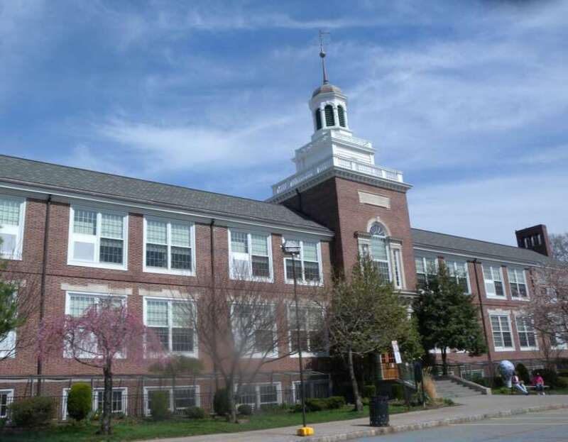 Looking east at Edison Junior High on a sunny midday.