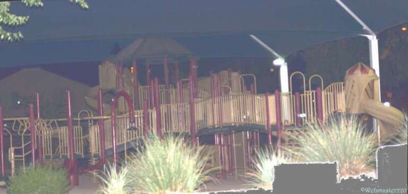 Empty playground night photo using flash and timer on tripod