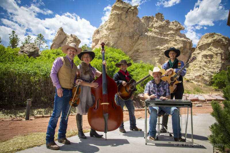The Flying W Wranglers in 2020:  Seth Weil, Cassy Weil, Aaron Weil, Ross Huskinson, &amp; Jesse Friesen.
