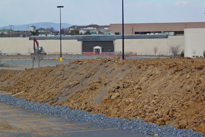 Former site of a Walmart store at Valley Mall in Harrisonburg, Virginia.  The Walmart store opened along with a new food court in 1991, and closed in 2003 when the store relocated to a Supercenter in the then-new Harrisonburg Crossing shopping
