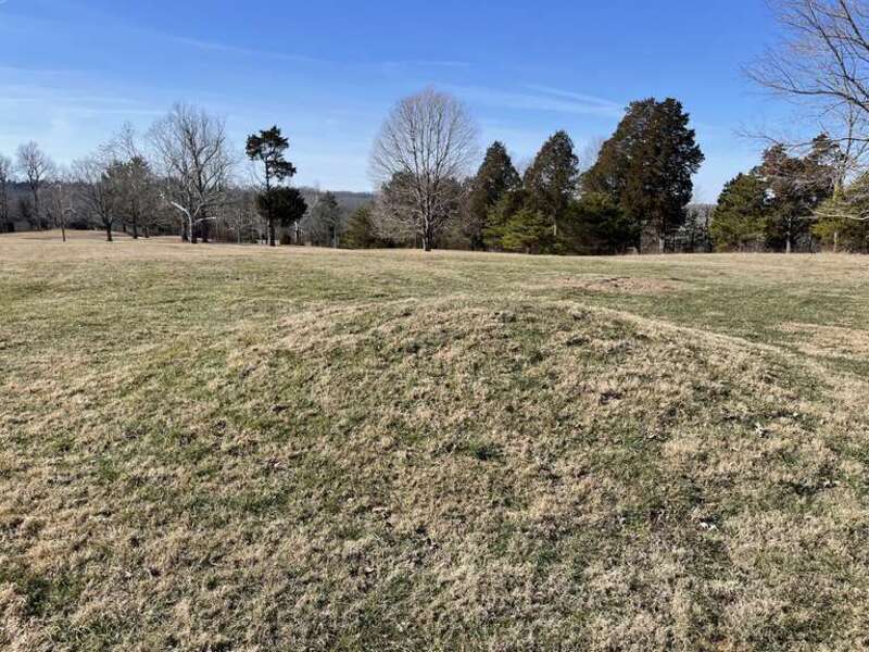 Fort Ancient culture burial mound located nearby Serpent Mound. Photo taken February 2023.