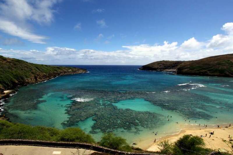 Outside Honolulu, Hawai'i

Did you know : “Hanauma” literally means “curved bay”  is sheltered from strong currents and waves, making it an ideal spot for swimming and snorkeling