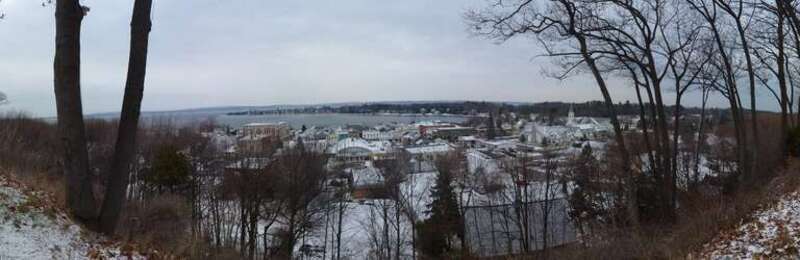 View of downtown Harbor Springs from the bluff above town.