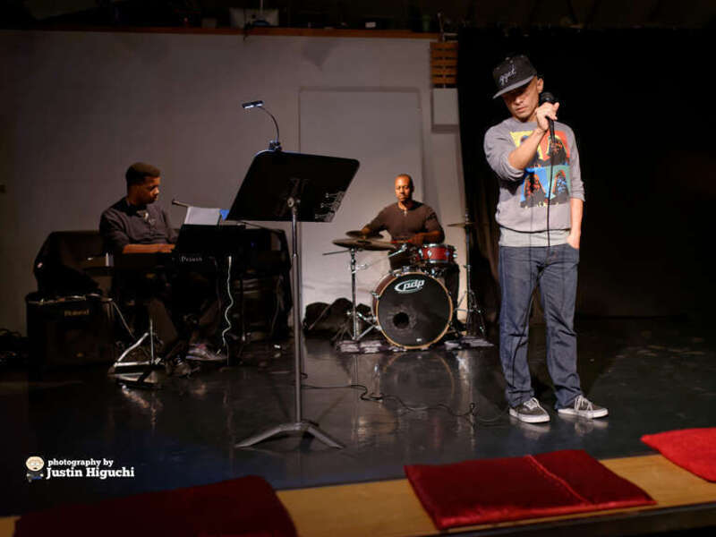 Harlem Lee performing live at MiMoDa Dance Studio behind Paper or Plastik Cafe, in Los Angeles California on Saturday November 29th, 2014.