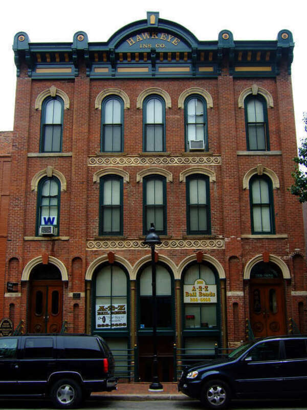 The Hawkeye Insurance Company Building at 209 4th Street in Des Moines, Iowa, was built in 1869-81 by Frederick Hubbell and Ebeneezer Ingersoll.  The oldest commercial building of Des Moines, it was added to the National Register of Historic Places