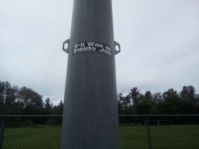Infowars "9-11 Was An Inside Job" sticker.