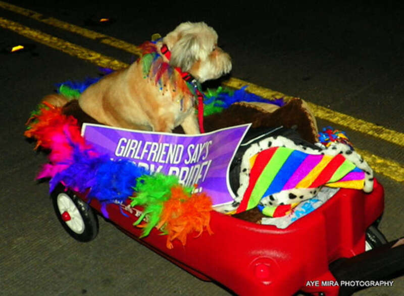 She is saying "Happy Pride:" as well.