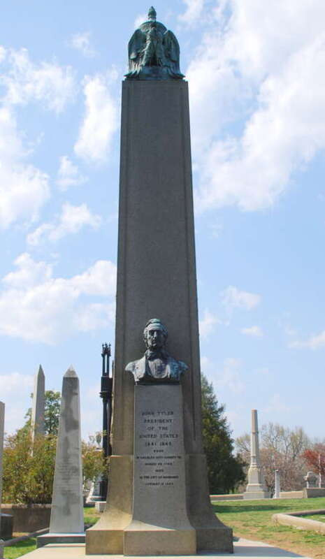 Picture of President John Tyler's grave in the Hollywood Cemetery in Richmond, VA

JOHN TYLER
PRESIDENT
OF THE 
UNITED STATES
1841 1845
BORN
IN CHARLES CITY COUNTY VA
MARCH 29 1790
DIED IN THE CITY OF RICHMOND
JANUARY 18 1862

