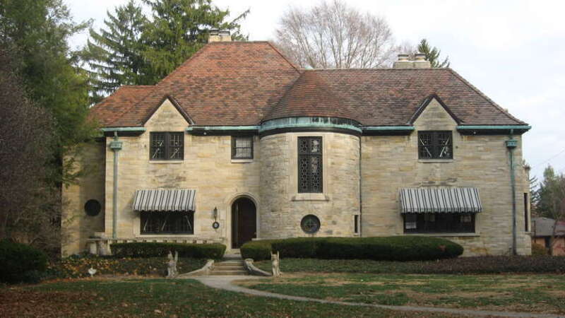 Front of the Joseph J. Cole, Jr., House, located at 4909 N. Meridian Street in Indianapolis, Indiana, United States.  Built in 1924, it is listed on the National Register of Historic Places, and it is a part of a Register-listed historic district,