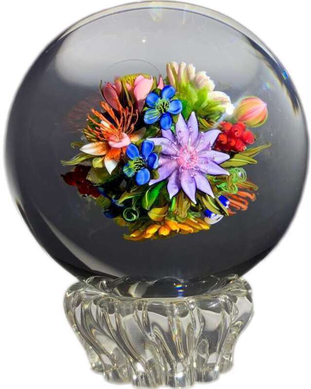 Ken Rosenfeld 2018 Large 360° Orb Lampwork Flower Bouquet