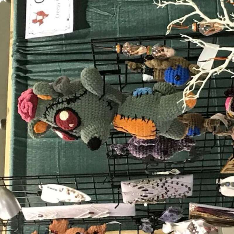 A knitted figure.