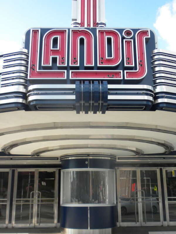 Marquee of the Landis Theatre-Mori Brothers Building on the NRHP since November 22, 2000. At 830-834 Landis Ave., Vineland, Cumberland County, New Jersey.  Recently renovated.