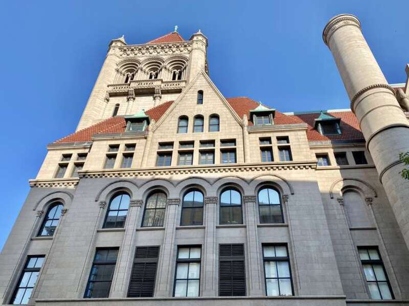 Built between 1894 and 1902, this Richardsonian Romanesque-style granite building was designed by Willoughby J. Edbrooke to serve as the United States Post Office, Courthouse, and Custom House for St. Paul.  The building occupies an entire city block