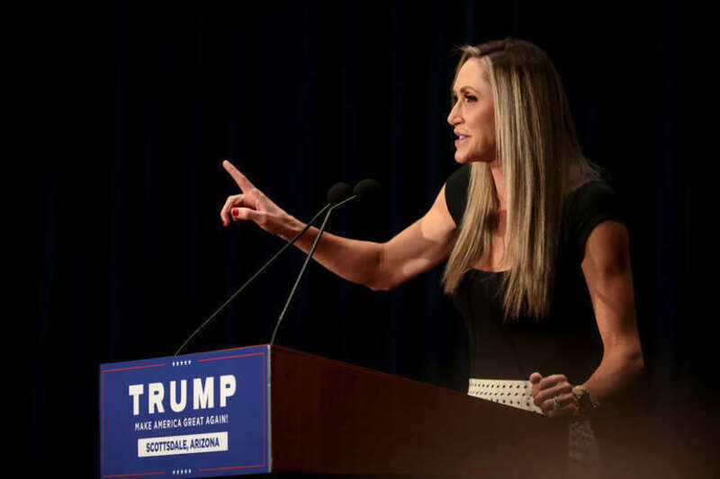 Lara Trump speaking with supporters at a "Make America Great Again" campaign rally at the Scottsdale Plaza Resort in Paradise Valley, Arizona.

Please attribute to Gage Skidmore if used elsewhere.