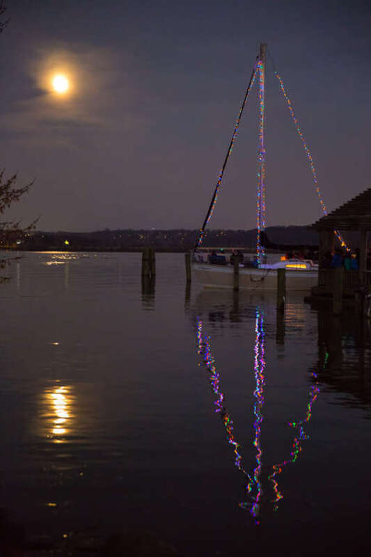 A harvest moon rises over the Potomac on a December's evening.