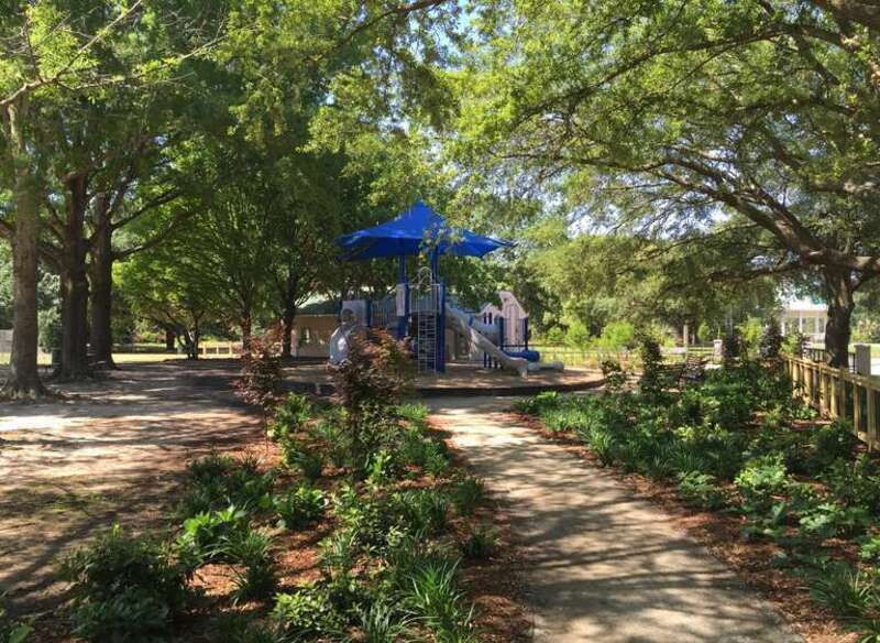 Macmahon Playground, adjacent to Hampton Park, in Charleston, South Carolina had its landscaping improved by the Charleston Parks Conservancy in 2016
