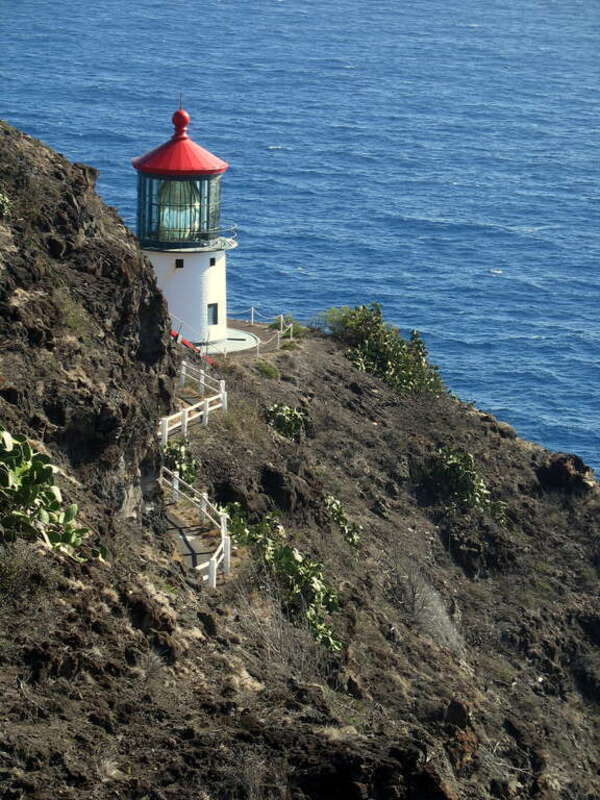 Makapuʻu Lighthouse viewed from Makapuʻu Point Lighthouse Trail