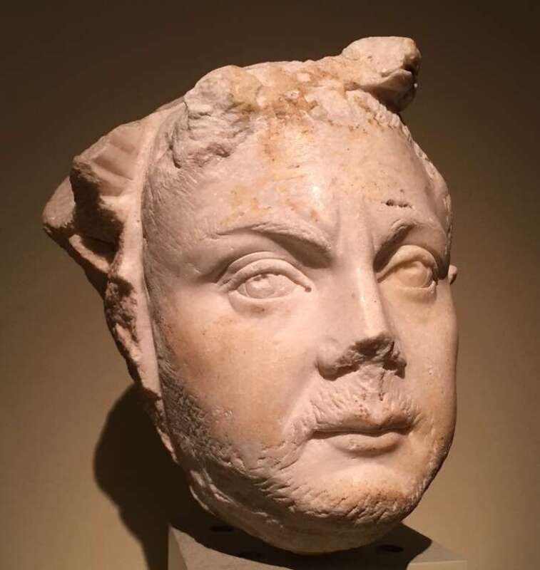 Portrait of the Roman Emperor Balbinus, dated AD 200-300, from the collection of the Cleveland Museum of Art. Photo by Geoffrey A. Landis, 2019.
