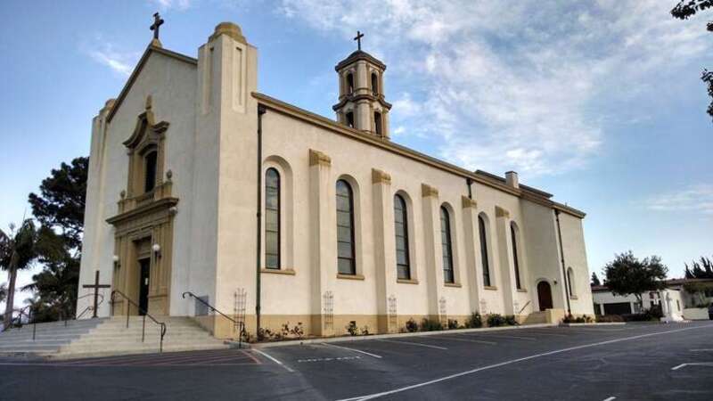 Mary Magdalene Chapel, Camarillo, California, looking SE, dedicated July 1, 1913. Albert C. Martin, Sr., architect.