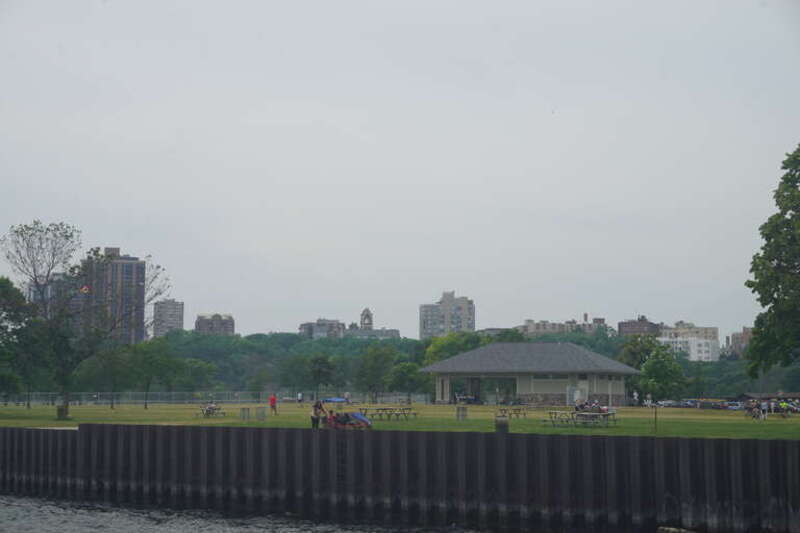 Veteran's Park viewed from the Vista King during a Milwaukee Boat Line tour in Milwaukee, Wisconsin (United States).