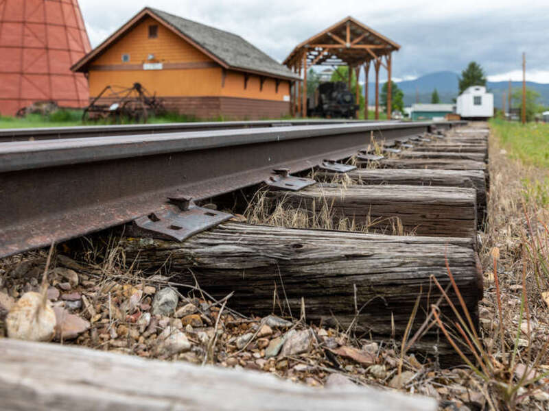 Railroad tracks in Historical Museum at Fort Missoula, Missoula, Montana, USA
