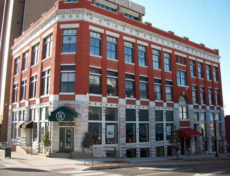 Historic Bank of Fayetteville building on the Historic Square, Fayetteville, AR, USA. On the National Register of Historic Places.