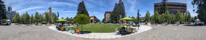 Panoramic view of Old Courthouse Square, Santa Rosa, California, from the southeast (near the 3rd St. &amp; Santa Rosa Ave. side).