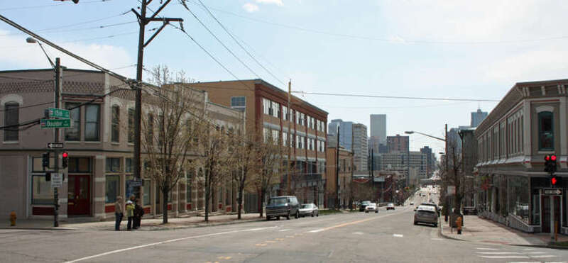 The Old Highland Business District, located in Denver, Colorado. The district is listed on the National Register of Historic Places.