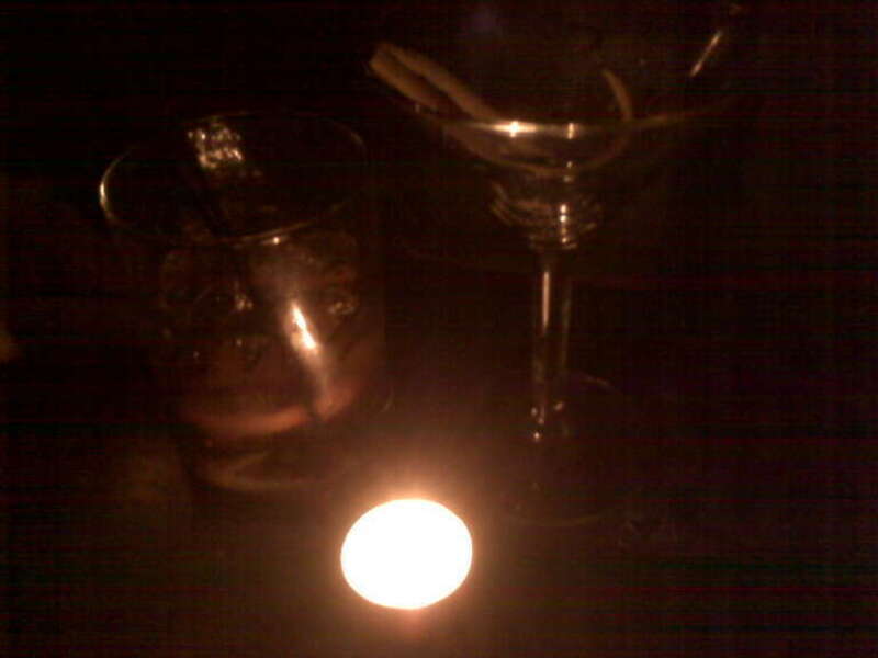 A Scotch Old-Fashioned, a Gin Martini ...  and a tea light, because it was "Earth Hour" at Vesta and all the lights in the restaurant were turned off!