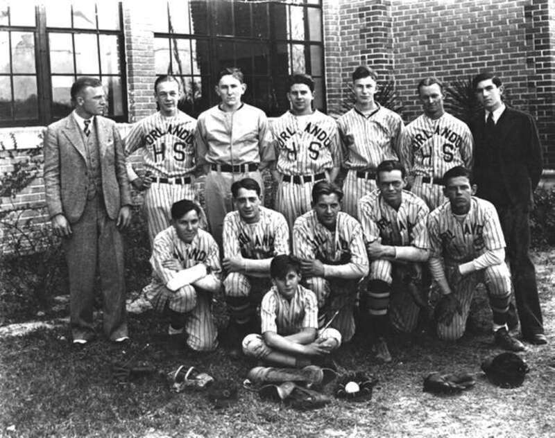 Local call number: MS25733Title: Orlando High School baseball teamDate: 1931General note: Back row (last on right): Martin Segal. Bat boy/mascot (in front): George Wolly, age 12.Physical descrip: 1 photonegative - b&amp;w - 4 x 5 in.Series Title: