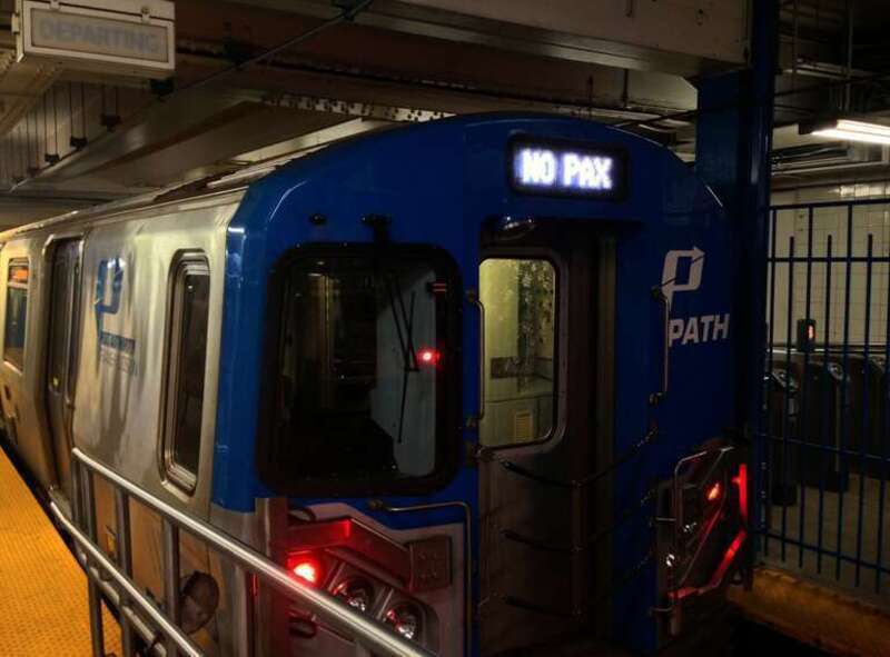 PATH Train with "No Pax" on destination sign
