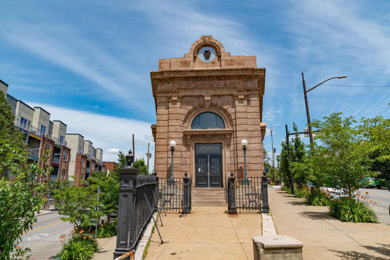 The Pennsylvania National Bank building at 3400 Butler Street in Pittsburgh, Pennsylvania, home to Desmone Architects. The building is between Butler Street and Penn Avenue