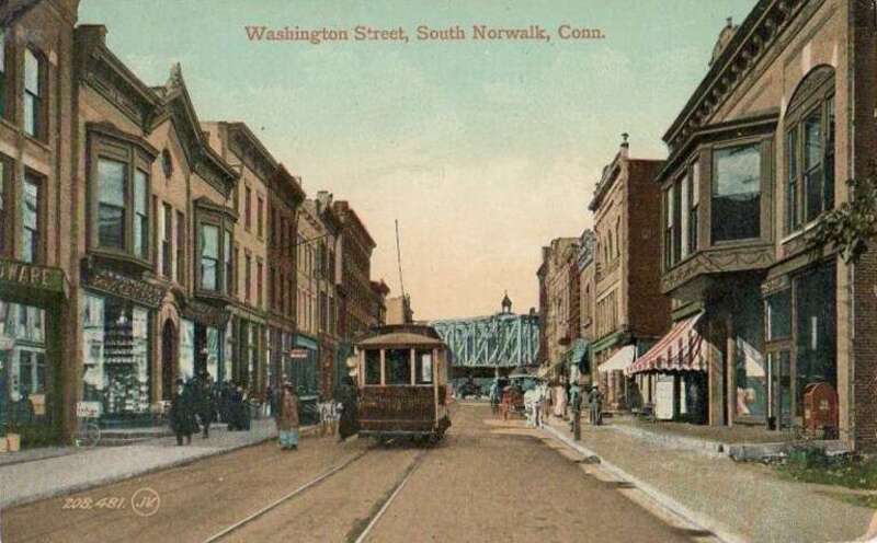 Postcard of Washington Street in the South Norwalk section of Norwalk, Connecticut