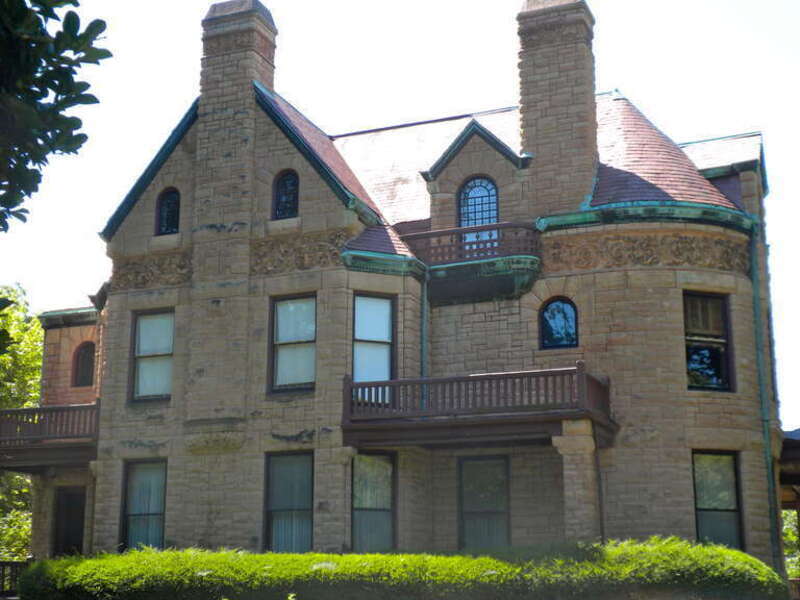 William S. Warfield House on the NRHP since March 21, 1979. At 1624 Maine St., Quincy, Illinois.  An impressive mansion among many impressive mansions on Maine Street